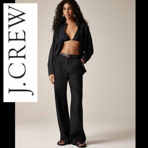 J. Crew Black Linen Wide Leg Pants Women’s Size 12 Tall